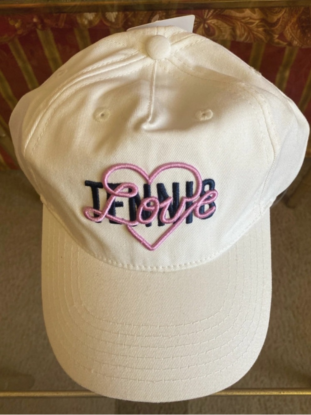 Prince White Kids Cap with Pink Heart 'Love' Embroidery